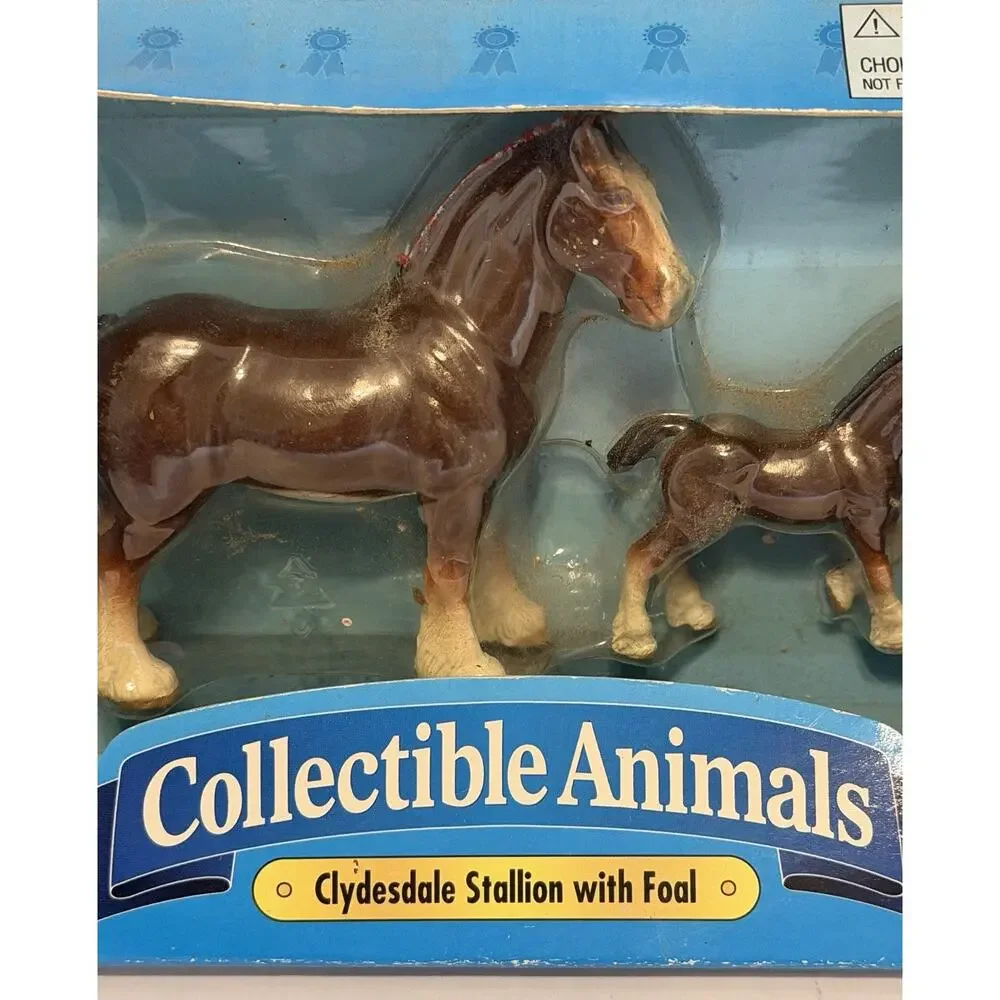 ERTL -Clydesdale Stallion With Foal 1995 Horse figurines NOS NIB VINTAGE
